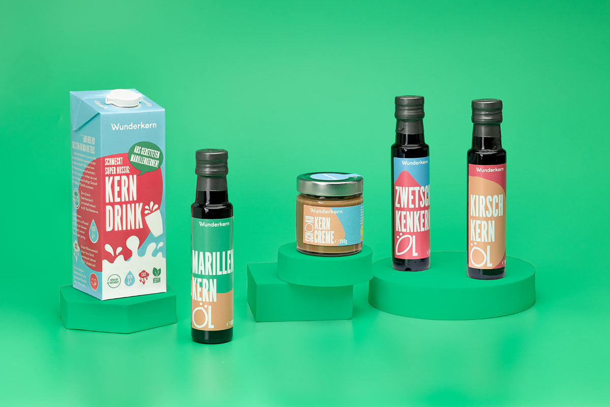 Lebensmittel aus Obstkernen wie Marille, Zwetschke, Kirsche von Wunderkern